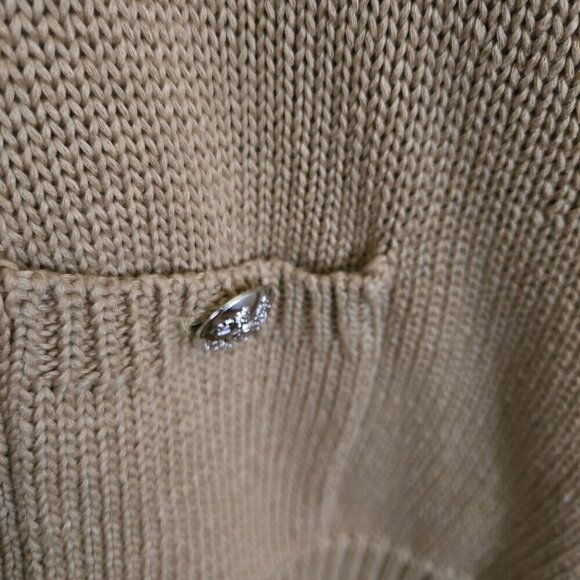 Lauren Ralph Lauren Vintage Tan Cotton Neutral Designer Cardigan Sweater Size L - Picture 4 of 5